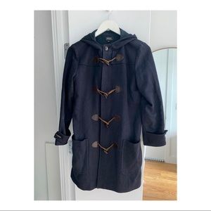 A.P.C. Womens herringbone wool hooded duffle coat